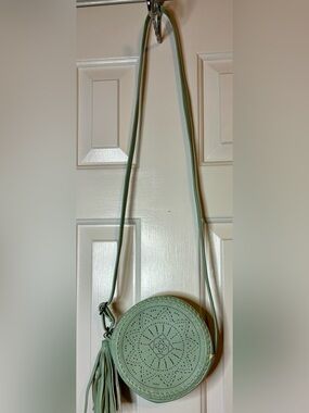art class Mint Green Round Crossbody purse bag with Tassel